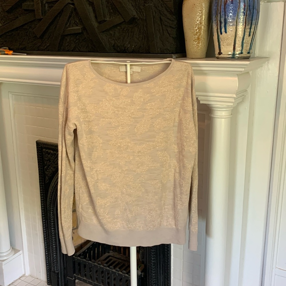 Loft cotton blend sparkle camo sweater. Worn about 5x